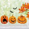 Auf dem Bild ist das Produkt: Fensterbild Halloween Kürbisse Fledermäuse Fensterdeko Kinderzimmer Kind Fensterfolie Fensterdekoration zum Preis von €13.90 abgebildet.