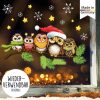 Auf dem Bild ist das Produkt: Fensterbild Weihnachten Winter 5 Eulen auf Ast Schneeflocken Fensteraufkleber Weihnachtsdeko wiederverwendbar zum Preis von €13.90 abgebildet.