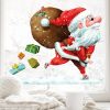 Auf dem Bild ist das Produkt: Fensterbild Weihnachten Winter Weihnachtsmann rennt Adventsdeko Fensteraufkleber Fensterfolie wiederverwendbar zum Preis von €13.90 abgebildet.