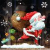 Auf dem Bild ist das Produkt: Fensterbild Weihnachten Winter Weihnachtsmann rennt Adventsdeko Fensteraufkleber Fensterfolie wiederverwendbar zum Preis von €13.90 abgebildet.