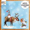 Auf dem Bild ist das Produkt: Fensterbild Weihnachten Winter Zwerg mit Hirsch Elch mit Schneeflocken Adventsdeko wiederverwendbar zum Preis von €13.90 abgebildet.