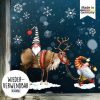 Auf dem Bild ist das Produkt: Fensterbild Weihnachten Winter Zwerg mit Hirsch Elch mit Schneeflocken Adventsdeko wiederverwendbar zum Preis von €13.90 abgebildet.
