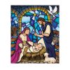 Auf dem Bild ist das Produkt: Fensterbild Winter Kirche Krippenbild Maria und Josef wiederverwendbare Fensteraufkleber Mosaik Weihnachten zum Preis von €29.90 abgebildet.