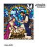 Auf dem Bild ist das Produkt: Fensterbild Winter Kirche Krippenbild Maria und Josef wiederverwendbare Fensteraufkleber Mosaik Weihnachten zum Preis von €29.90 abgebildet.