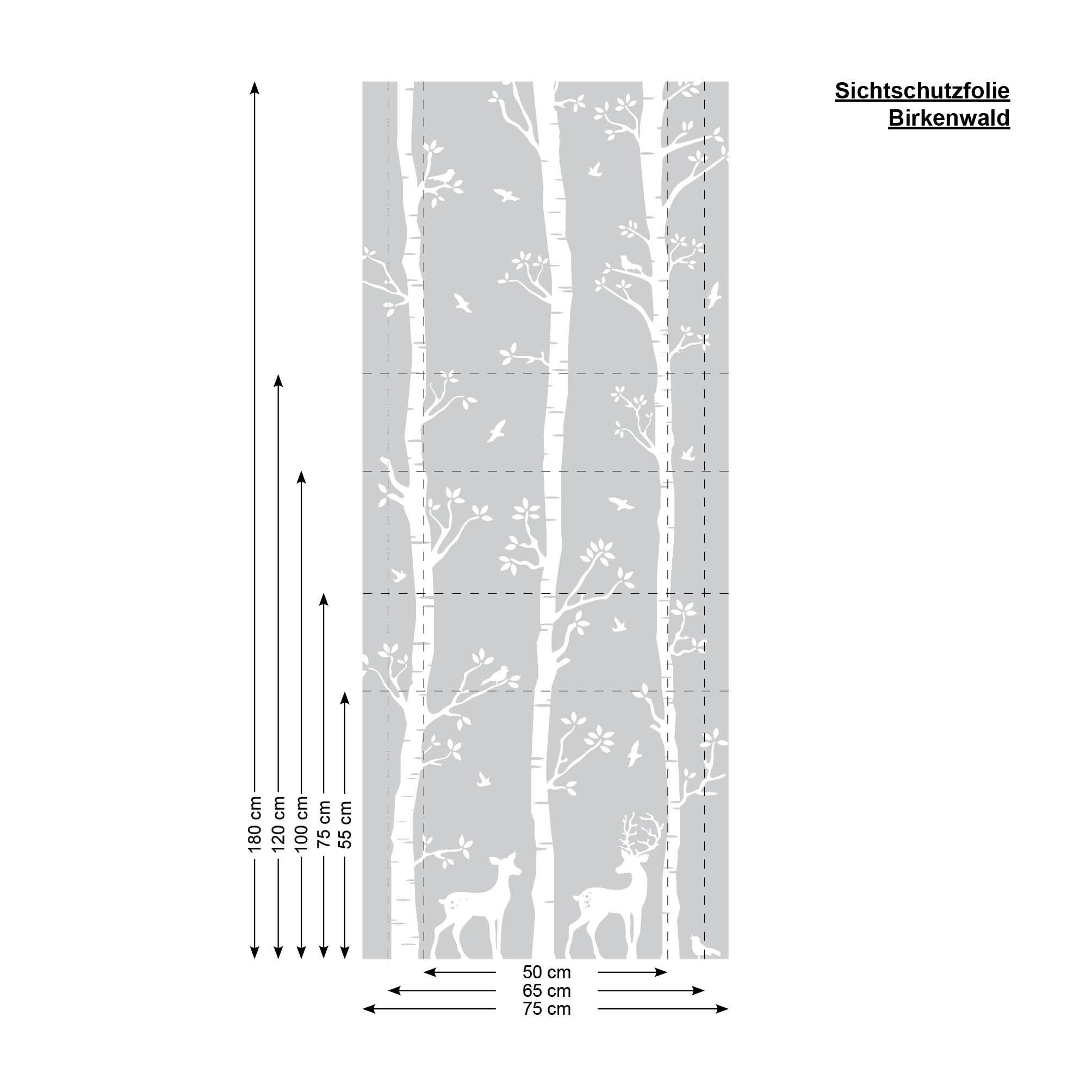 Sichtschutzfolie Birkenwald mit Hirschen Fensterfolie Fensterdeko