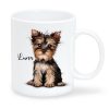 Auf dem Bild ist das Produkt: Keramiktasse bedruckt Hund Yorkshire Terrier mit Wunschnamen Kaffeetasse personalisiert Geschenk Geburtstag 330 ml zum Preis von €18.90 abgebildet.