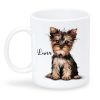 Auf dem Bild ist das Produkt: Keramiktasse bedruckt Hund Yorkshire Terrier mit Wunschnamen Kaffeetasse personalisiert Geschenk Geburtstag 330 ml zum Preis von €18.90 abgebildet.