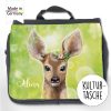 Auf dem Bild ist das Produkt: Waschtasche Kulturbeutel Reh mit Blumen Kosmetiktasche Aufhängetasche Reisewaschtasche mit Wunschname, Geschenk Geburtstag, Weihnachten zum Preis von €29.90 abgebildet.