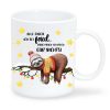 Auf dem Bild ist das Produkt: Tasse bedruckt Faultier auf Ast mit Spruch Weihnachtstasse Geschenk Weihnachten zum Preis von €15.90 abgebildet.