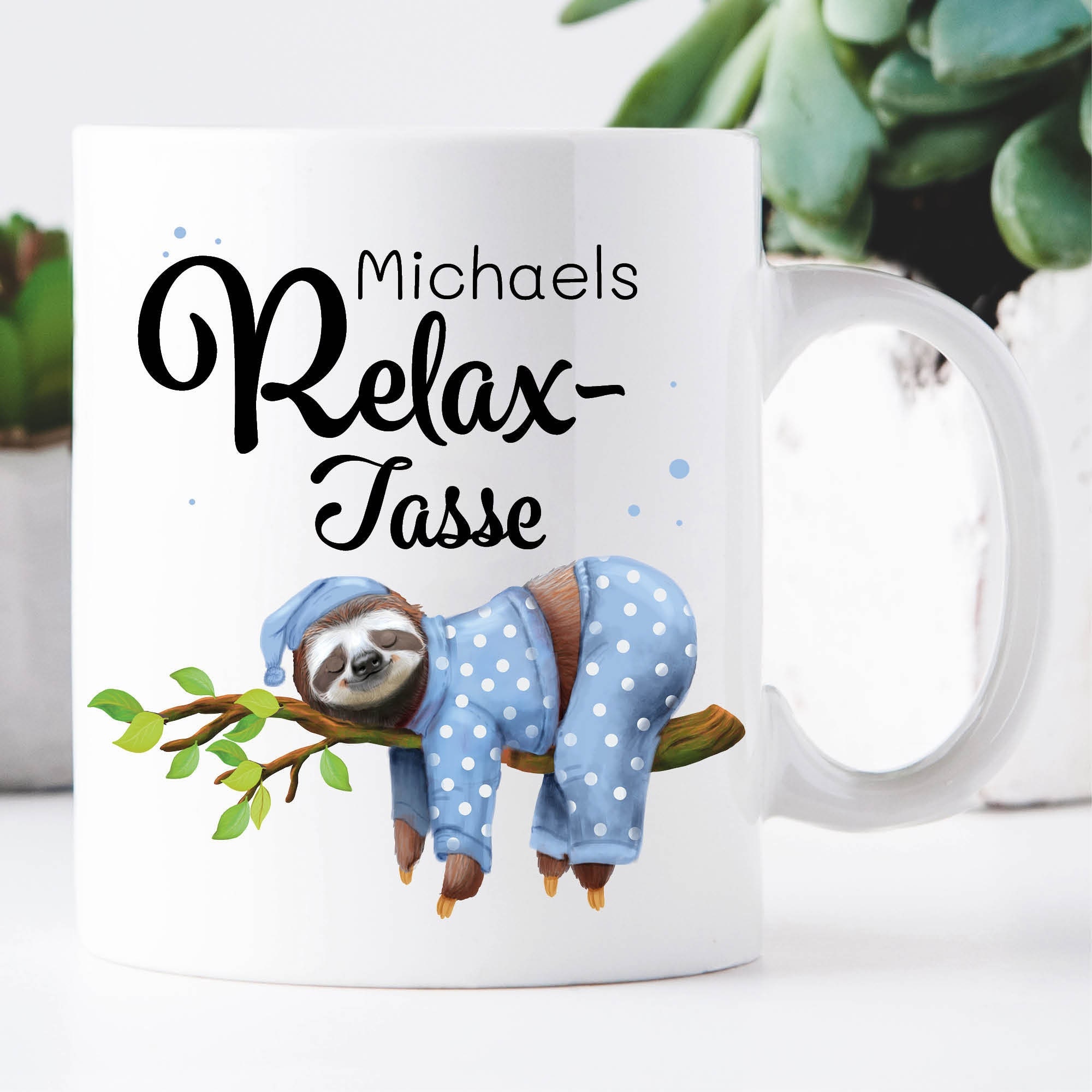 Tasse bedruckt Faultier Relax-Tasse personalisiertes Geschenk Papa