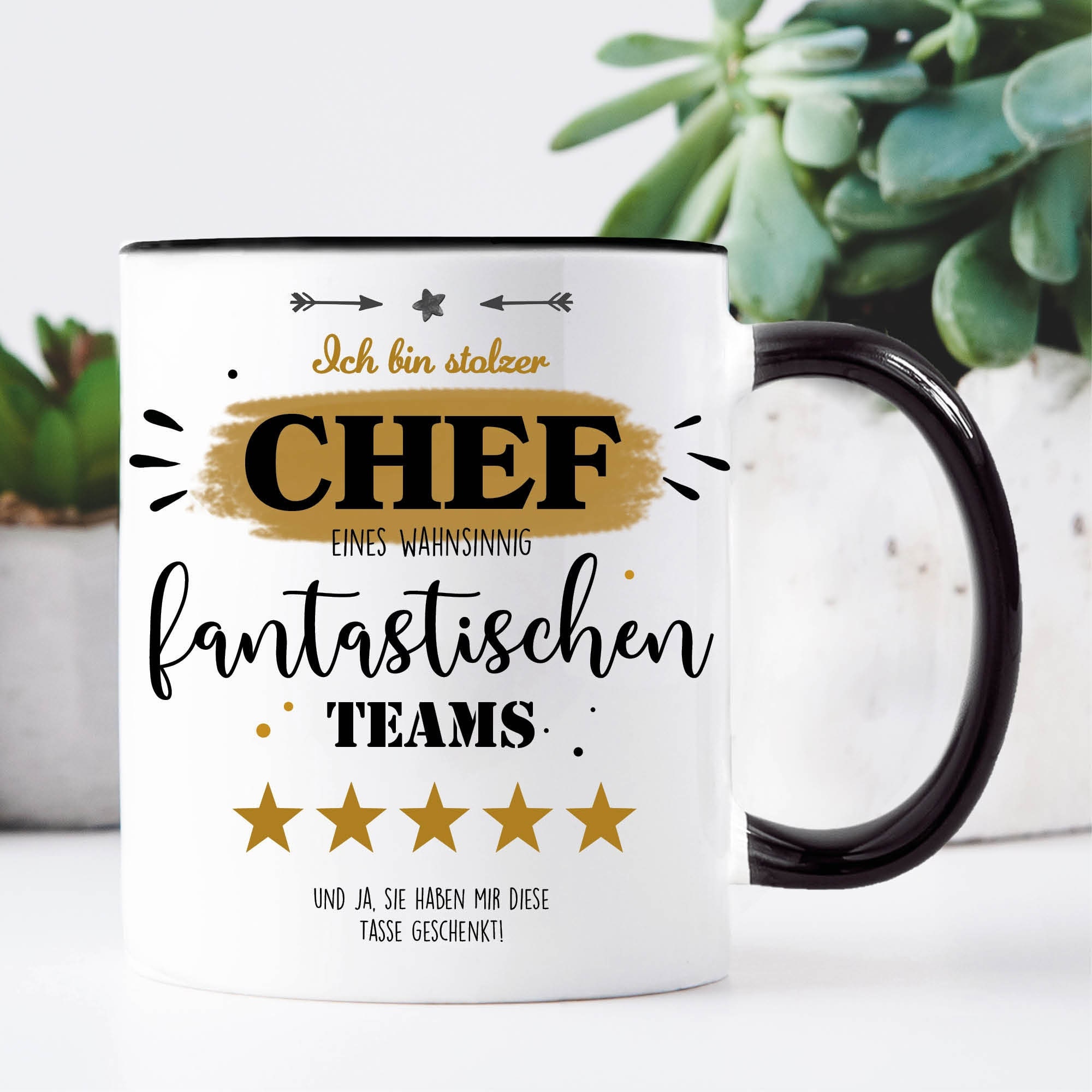 Tasse bedruckt Ich bin stolzer Chef eines wahnsinnig fantastischen Teams, Geschenk Kollege