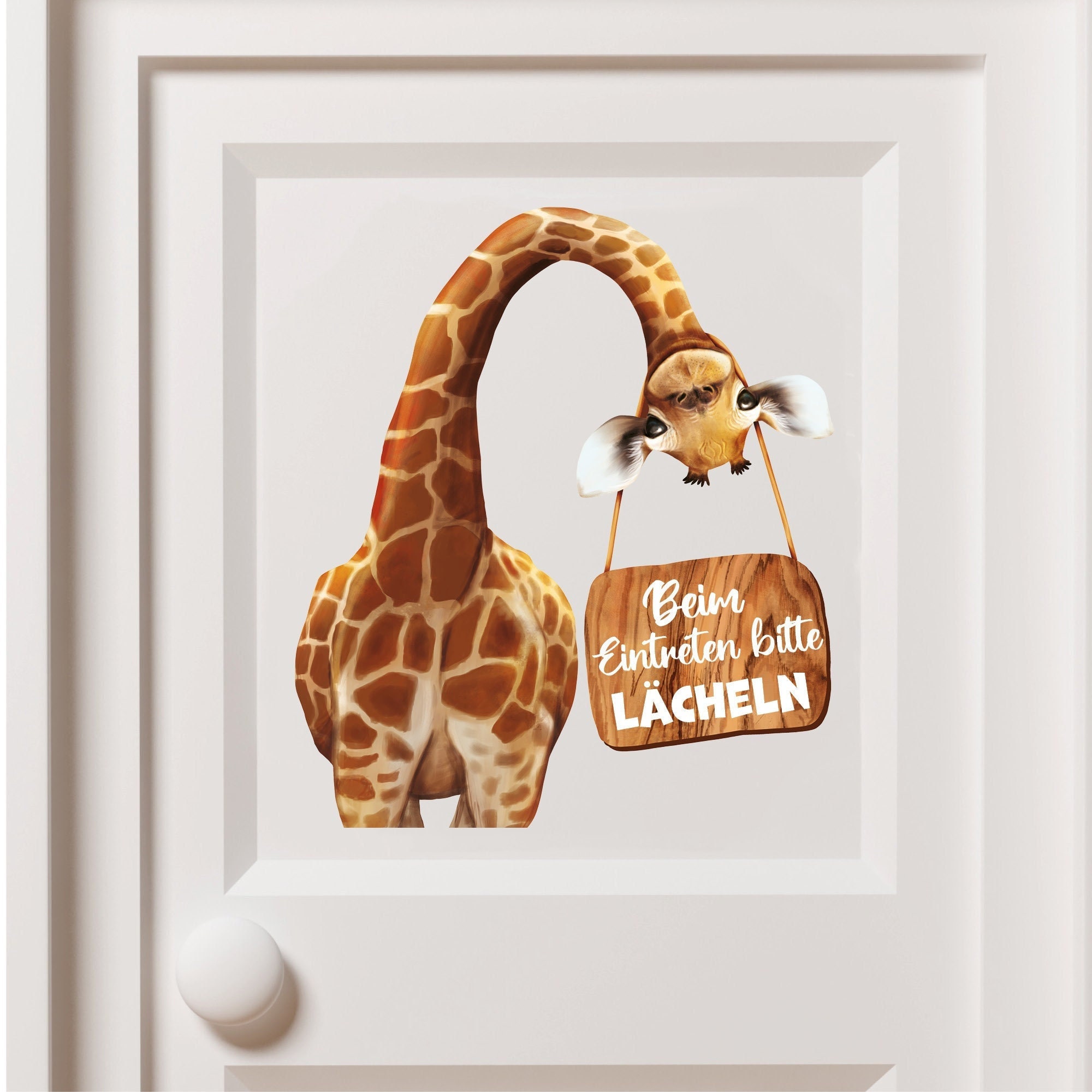 Türaufkleber Wandtattoo Giraffe mit Schild Türschild Kinderzimmer Sticker  Kind | Wandtattoo Loft