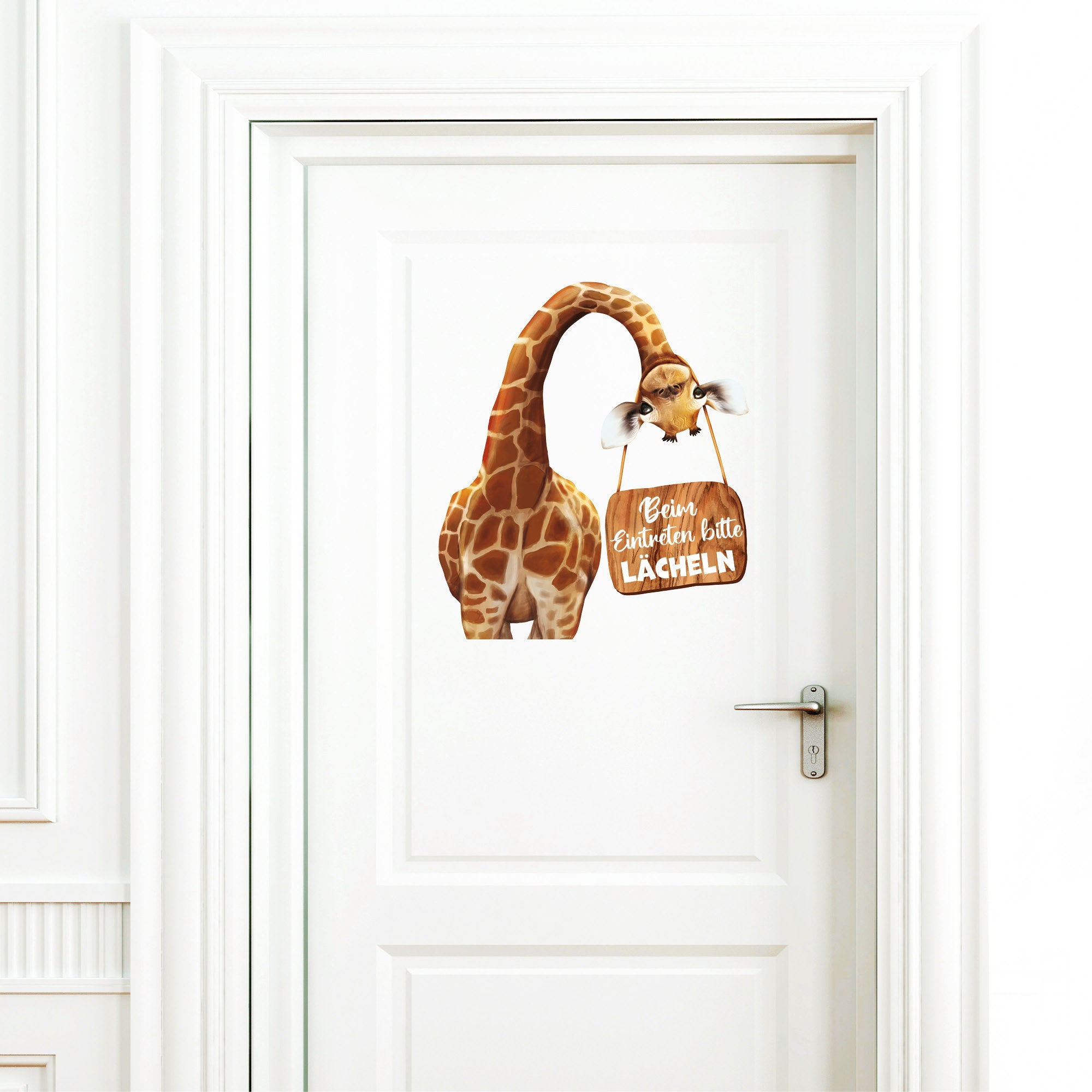 Türaufkleber Wandtattoo Giraffe mit Schild Türschild Kinderzimmer Sticker  Kind | Wandtattoo Loft
