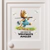 Auf dem Bild ist das Produkt: Türaufkleber Wandtattoo Katze Weltbester Angler Kinderzimmer Sticker Kind zum Preis von €19.9 abgebildet.