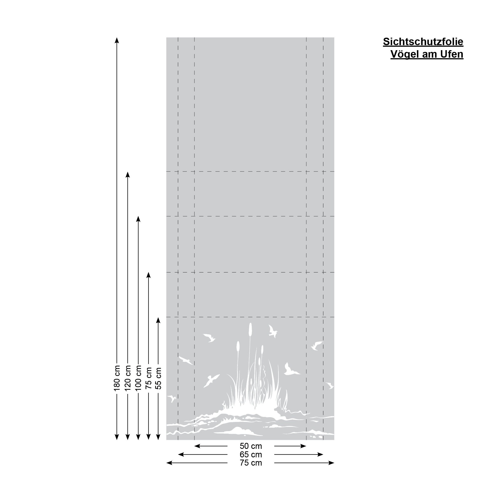 Sichtschutzfolie Vögel mit Schilf am Ufer, maritime Fensterfolie
