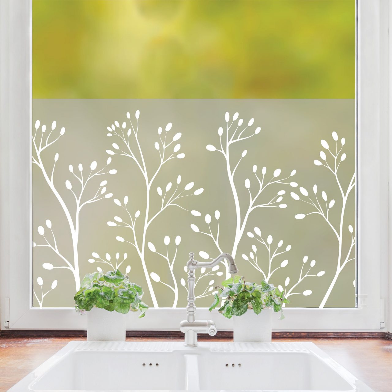 Weiße Fensterfolie Weiße Sichtschutz-Milchglasfolie Mit Streifenmuster – Selbstklebend Für Fenster, 45x200 Cm