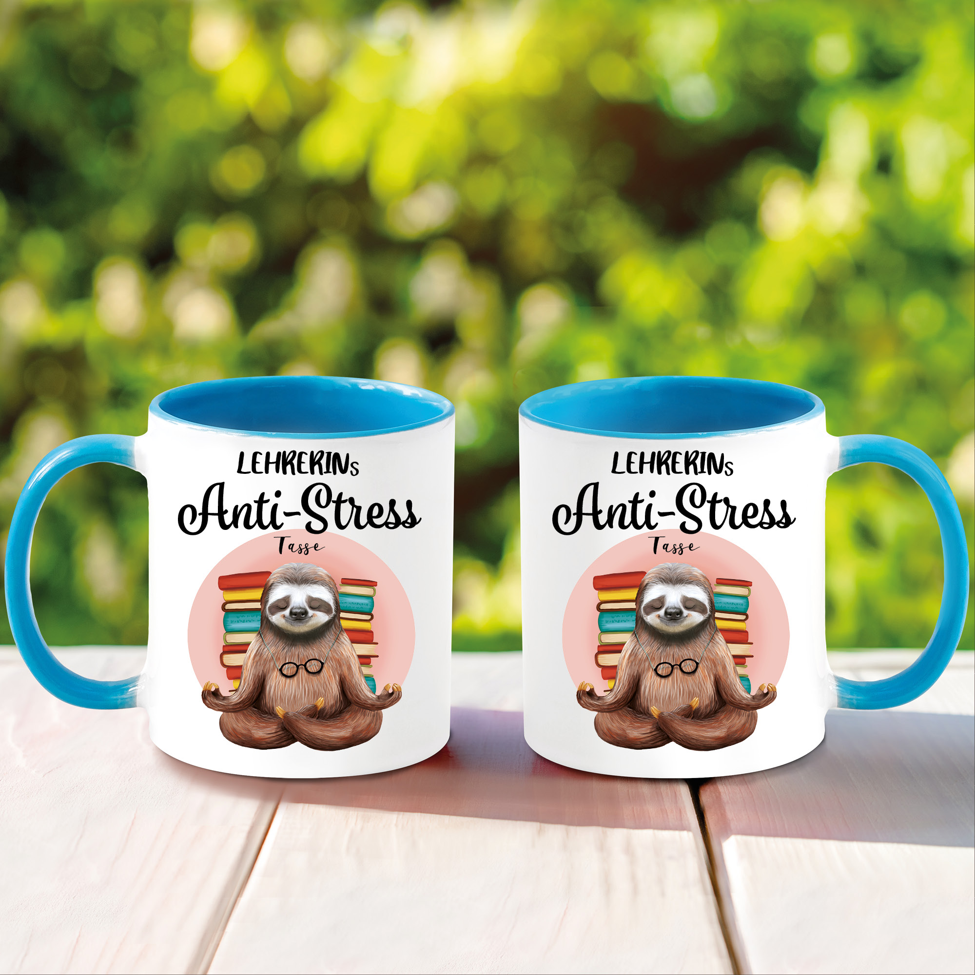 Auf dem Bild ist das Produkt: Tasse bedruckt mit Faultier Lehrerins Anti-Stress Tasse, Geschenk Kaffeetasse Kaffeebecher zum Preis von €18.9 abgebildet.