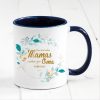 Auf dem Bild ist das Produkt: Bedruckte Tasse Nur die besten Mamas werden zur Oma befördert… Geschenk Mama Oma grün Blätterkranz, Ostergeschenk, Muttertag zum Preis von €18.9 abgebildet.
