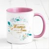 Auf dem Bild ist das Produkt: Bedruckte Tasse Nur die besten Mamas werden zur Oma befördert… Geschenk Mama Oma grün Blätterkranz, Ostergeschenk, Muttertag zum Preis von €18.9 abgebildet.