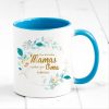 Auf dem Bild ist das Produkt: Bedruckte Tasse Nur die besten Mamas werden zur Oma befördert… Geschenk Mama Oma grün Blätterkranz, Ostergeschenk, Muttertag zum Preis von €18.9 abgebildet.
