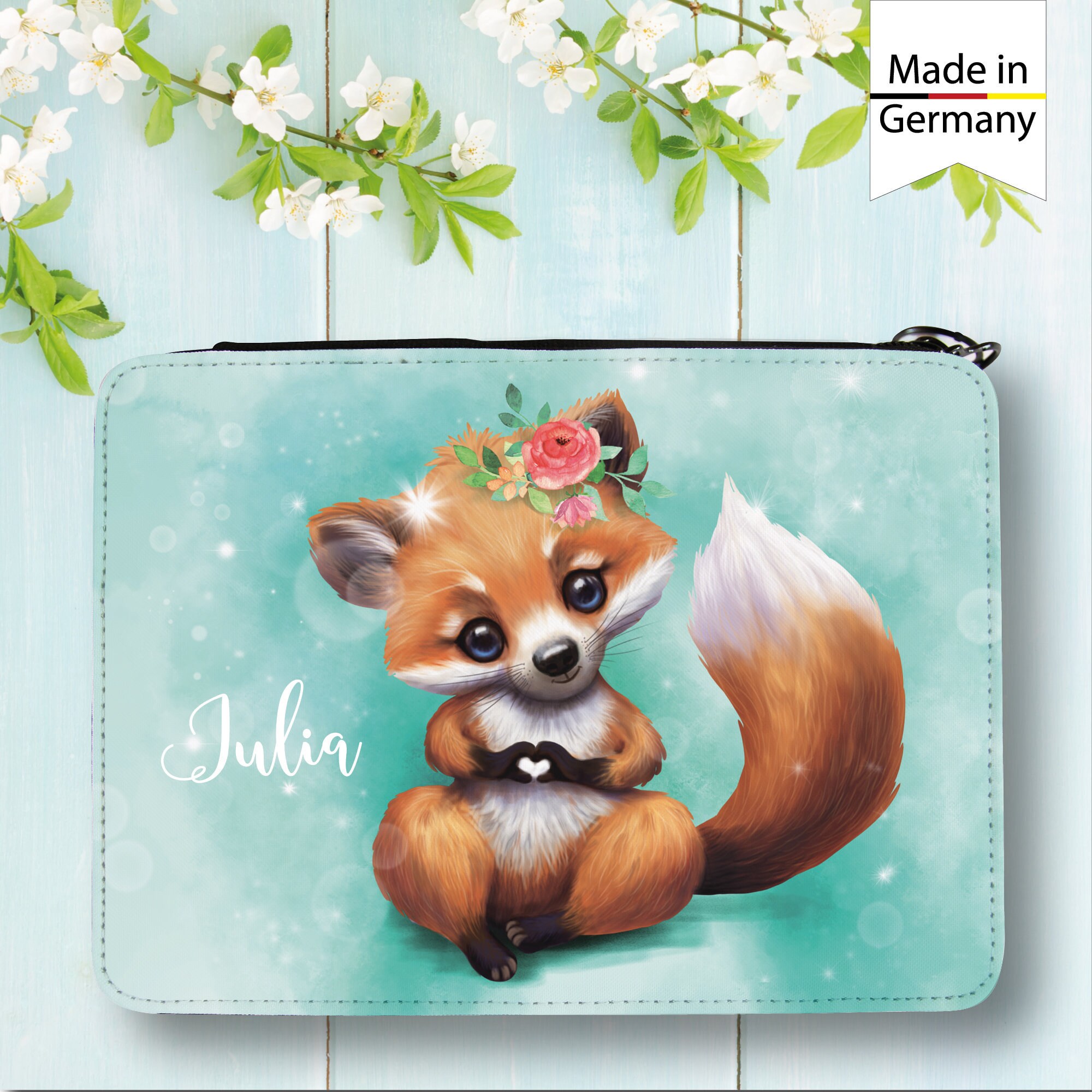 Gefüllte Federtasche Federmäppchen Fuchs personalisiert mit Wunschnamen Mädchen, Geschenk Geburtstag, Einschulungsgeschenk
