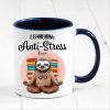 Auf dem Bild ist das Produkt: Tasse bedruckt mit Faultier Lehrerins Anti-Stress Tasse, Geschenk Kaffeetasse Kaffeebecher zum Preis von €18.9 abgebildet.