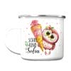 Auf dem Bild ist das Produkt: Kindertasse Emaille Becher Eule Schulkind Mädchen Einschulung Geschenk Einschulungsgeschenk zum Preis von €18.9 abgebildet.