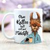 Auf dem Bild ist das Produkt: Bedruckte Keramik Tasse Lama Alpaka Ohne Kaffee läuft erstmal gar nichts Geschenk Geburtstag zum Preis von €16.9 abgebildet.