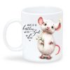 Auf dem Bild ist das Produkt: Bedruckte Keramik Tasse Maus Nichts ist so kostbar wie Zeit mit dir, Kaffeebecher, Geschenk Geburtstag zum Preis von €15.90 abgebildet.