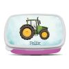 Auf dem Bild ist das Produkt: personalisierbare Brotdose grüner Traktor Trecker Auto Wunschnamen Schule Geschenk Einschulung Geburtstag zum Preis von €19.90 abgebildet.