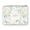 Auf dem Bild ist das Produkt: Einschulungsgeschenk gefüllte personalisierte Federtasche Federmappe mit floralem Motiv mit Wildblumen mit Namen zum Preis von €29.9 abgebildet.