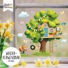 Auf dem Bild ist das Produkt: Fensterbild Frühling Ostern Baumhaus Eule Fuchs Schmetterlinge Fensterdeko Kinderzimmer Kind zum Preis von €14.9 abgebildet.