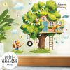 Auf dem Bild ist das Produkt: Fensterbild Frühling Ostern Baumhaus Eule Fuchs Schmetterlinge Fensterdeko Kinderzimmer Kind zum Preis von €14.9 abgebildet.