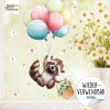 Auf dem Bild ist das Produkt: Fensterbild Frühling Ostern Waschbär Luftballons Schmetterlinge Fensterdeko Kinderzimmer Kind, Frühlingsdeko, Osterdeko zum Preis von €14.9 abgebildet.