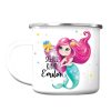 Auf dem Bild ist das Produkt: Kindertasse Emaille Becher Meerjungfrau rosa Mädchen Schulkind Einschulung Geschenk Schulanfang zum Preis von €18.9 abgebildet.