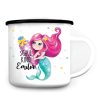 Auf dem Bild ist das Produkt: Kindertasse Emaille Becher Meerjungfrau rosa Mädchen Schulkind Einschulung Geschenk Schulanfang zum Preis von €18.9 abgebildet.