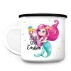 Auf dem Bild ist das Produkt: Kindertasse Emaille Becher Meerjungfrau rosa Mädchen Schulkind Einschulung Geschenk Schulanfang zum Preis von €18.9 abgebildet.