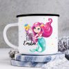 Auf dem Bild ist das Produkt: Kindertasse Emaille Becher Meerjungfrau rosa Mädchen Schulkind Einschulung Geschenk Schulanfang zum Preis von €18.9 abgebildet.