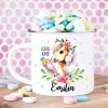 Auf dem Bild ist das Produkt: Kindertasse Emaille Becher Pferd Blumen rosa Mädchen, personalisiert mit Wunschnamen, Schulkind Einschulung, Geschenk Geburtstag zum Preis von €18.9 abgebildet.