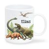 Auf dem Bild ist das Produkt: Kindertasse Tasse Dinosaurier personalisiert Wunschname zum Preis von €18.9 abgebildet.
