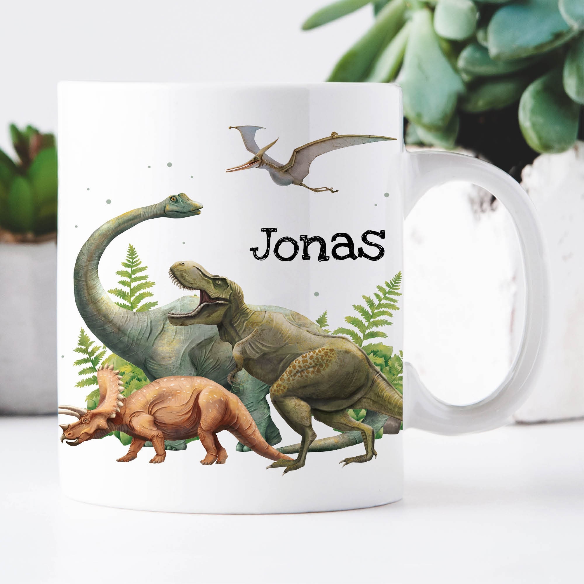 Kindertasse Tasse Dinosaurier personalisiert Wunschname