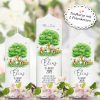 Auf dem Bild ist das Produkt: Taufkerze Kerze zur Taufe Baum mit Tieren Taufspruch individualisierbar tree Hase und Reh zum Preis von €5.90 abgebildet.