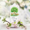 Auf dem Bild ist das Produkt: Taufkerze Kerze zur Taufe Baum mit Tieren Taufspruch individualisierbar tree Hase und Reh zum Preis von €5.90 abgebildet.