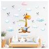 Auf dem Bild ist das Produkt: Wandtattoo Kinderzimmer bunt Mädchen Junge Giraffe Wolken Möwen Vögel Dekoration Babyzimmer blau zum Preis von €24.9 abgebildet.