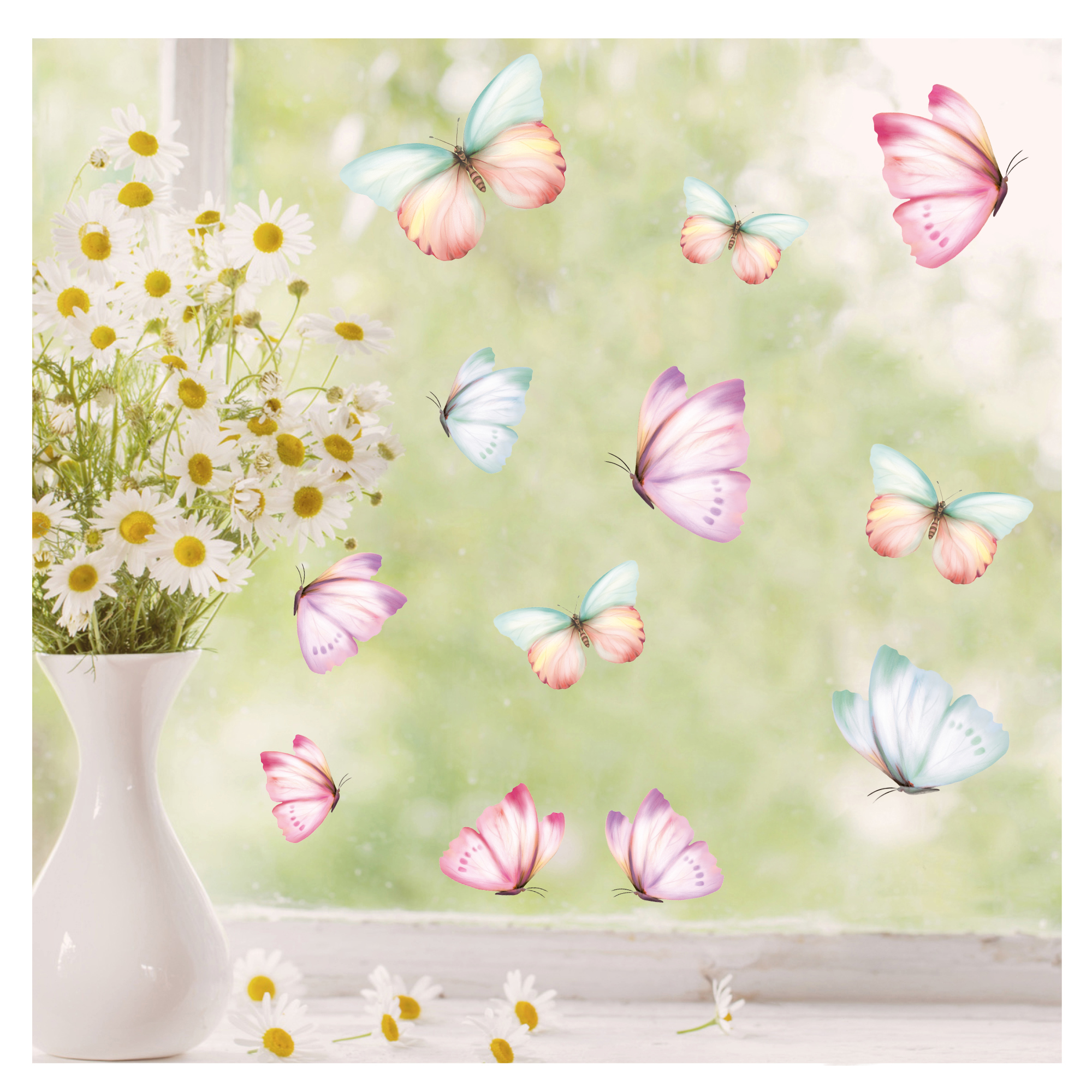 Fensterbild Frühling Ostern 25 bunte wiederverwendbare Schmetterlinge im Set Fensterdeko Kinderzimmer Kind, Frühlingsdeko