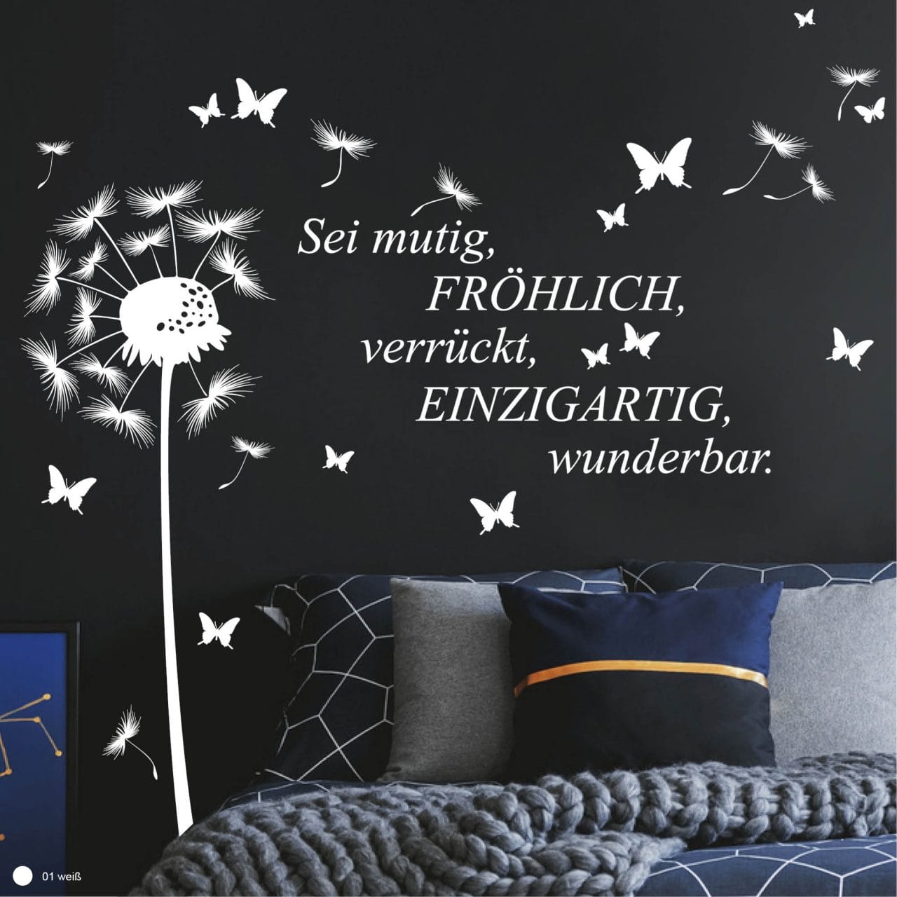 Wall Stickers GRAZDesign Wandtattoo Pusteblume Blumen Wandaufkleber Für  Kinderzimmer Schlafzimmer Wohnzimmer Löwenzahn Pflanzen - 51x50cm / Grau Wand  Tattoo Selbst Klebend, image size:1280x1280