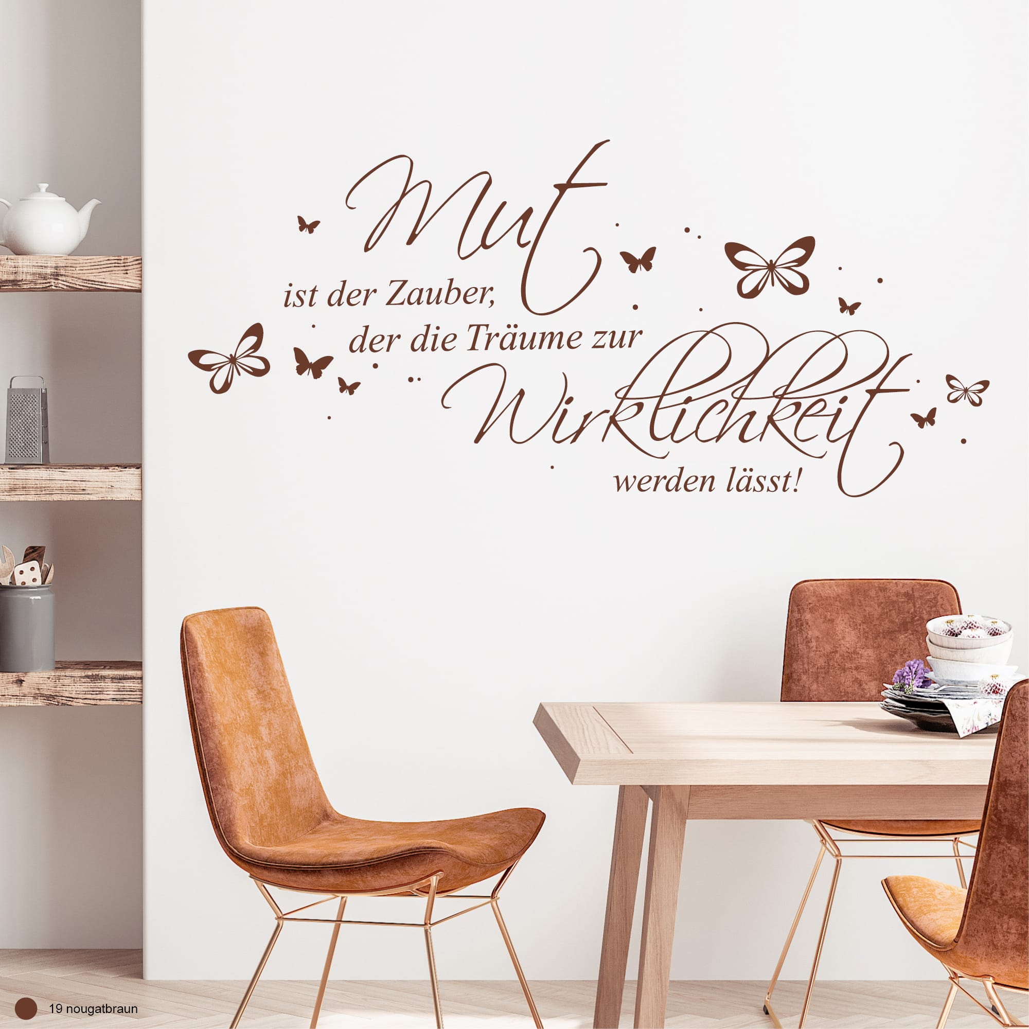 Auf dem Bild ist das Produkt: Wandtattoo Spruch Mut ist der Zauber der die Träume Wirklichkeit werden lässt Zitat Wandbild Wandaufkleber zum Preis von €19.90 abgebildet.