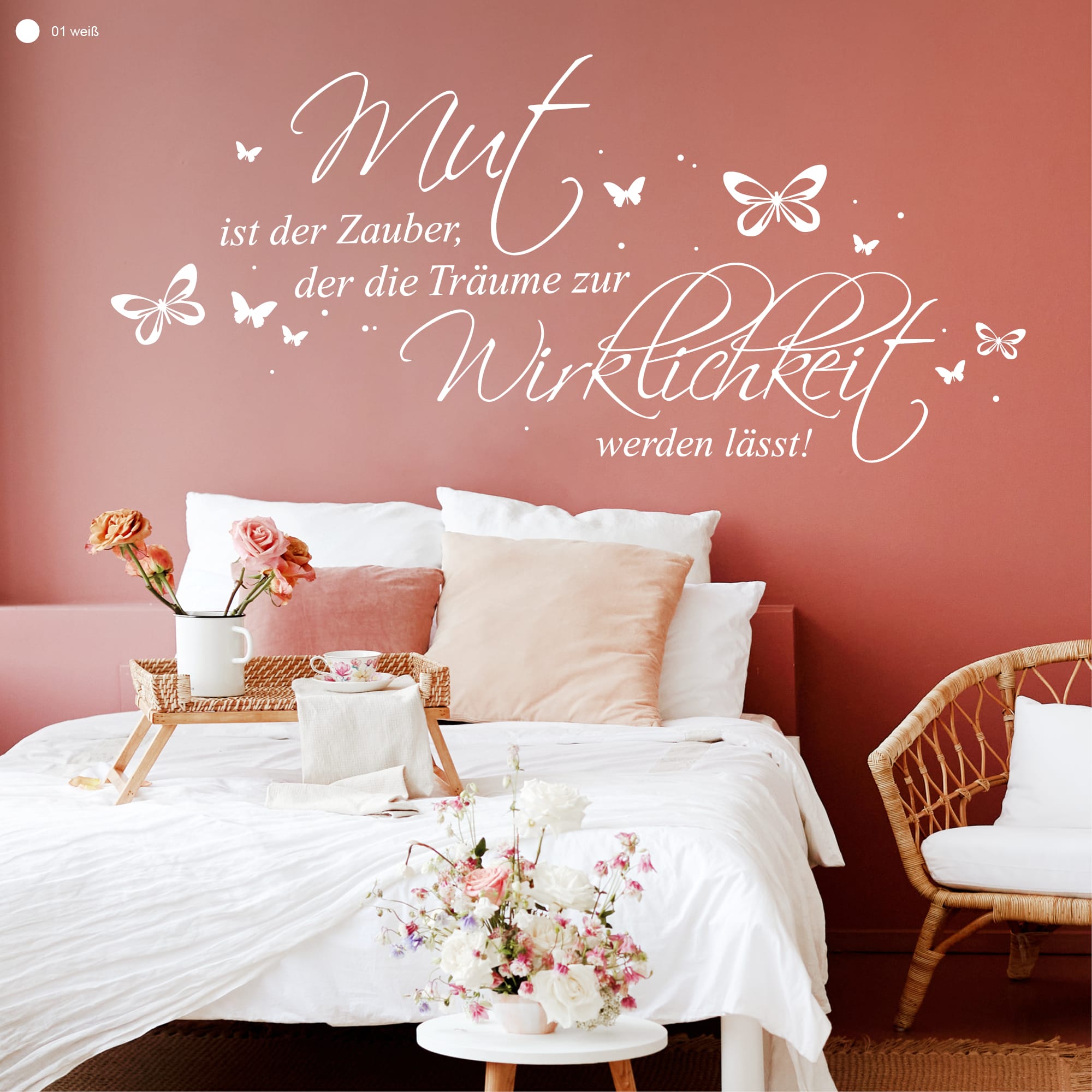 Auf dem Bild ist das Produkt: Wandtattoo Spruch Mut ist der Zauber der die Träume Wirklichkeit werden lässt Zitat Wandbild Wandaufkleber zum Preis von €19.90 abgebildet.