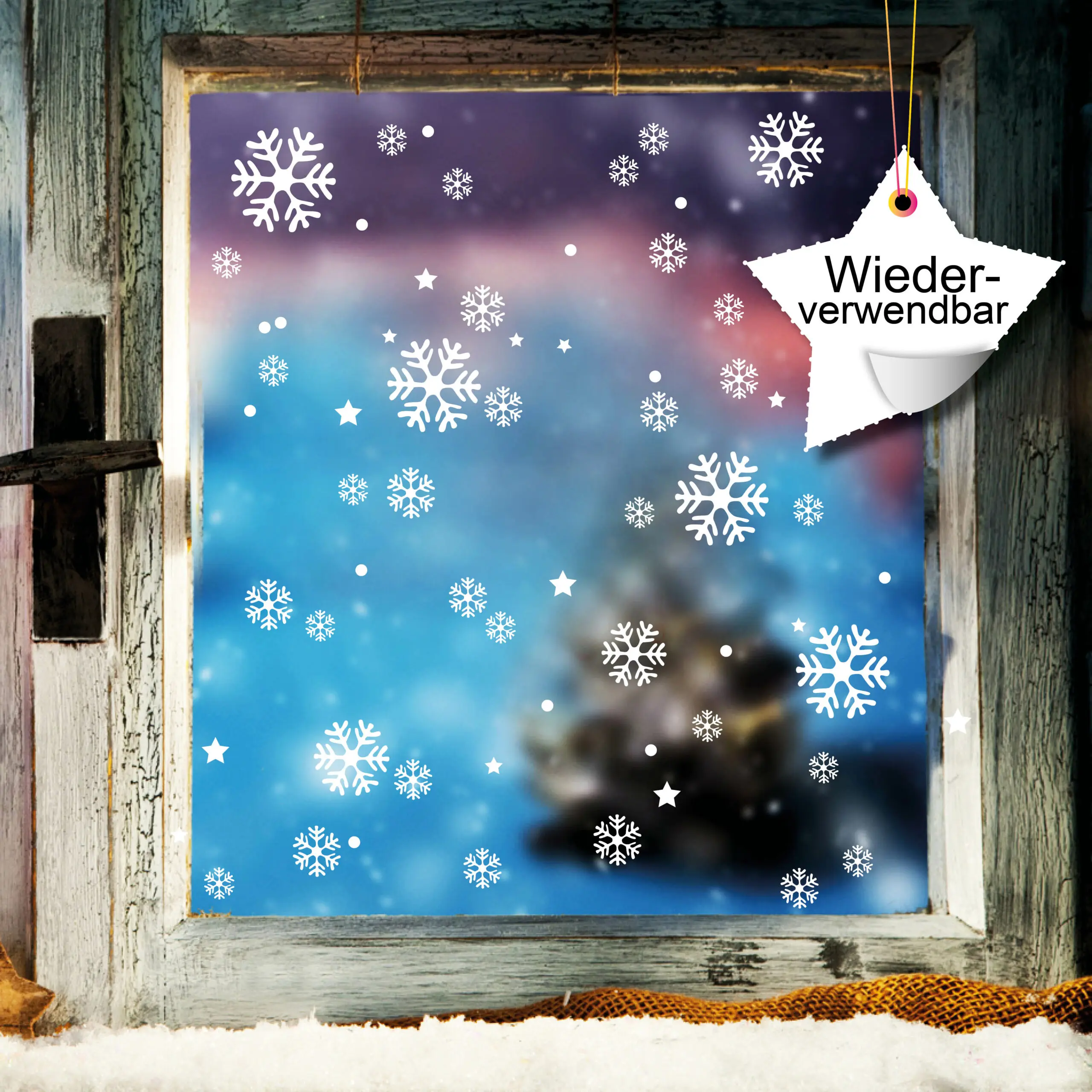 Fensterbild Weihnachten Winter XXL Schneeflocken 120 Aufkleber im Set  Winterdekoration Fensteraufkleber