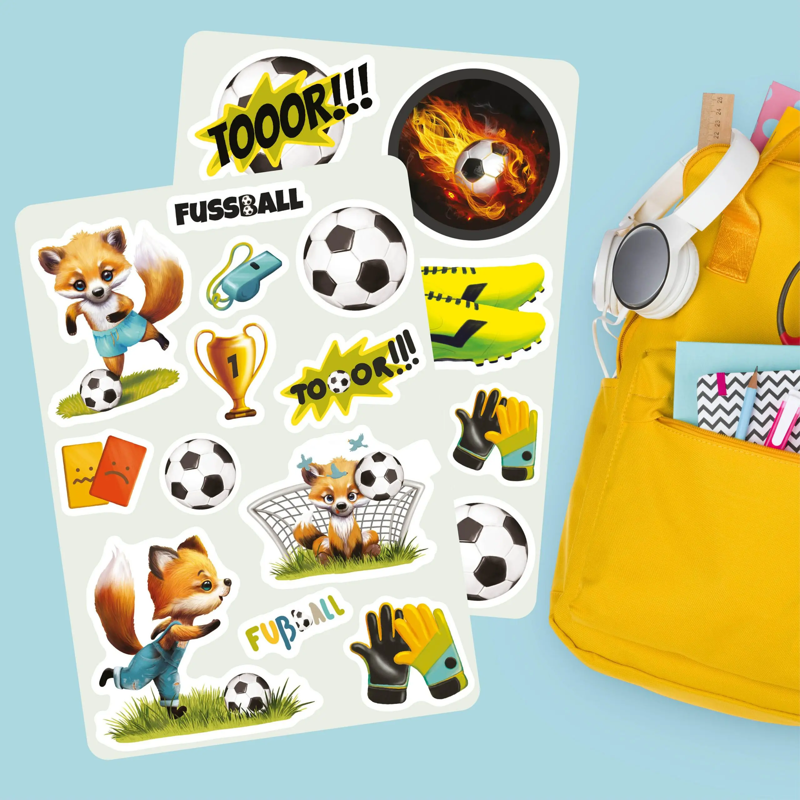 Auf dem Bild ist das Produkt: Sticker Set Aufkleber Fußball Kinderzimmer Fußballsticker Möbelaufkleber Fuchs Aufkleberset, Geschenk Geburtstag zum Preis von €14.9 abgebildet.